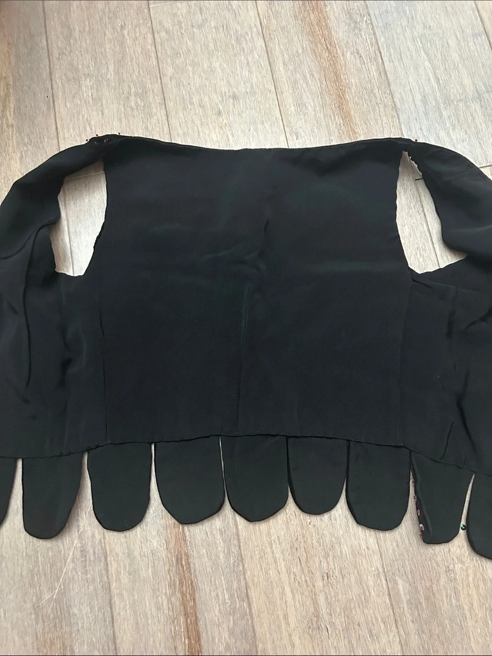 60s 70s hippie boho style Black Sequined Floral velvet  Vest